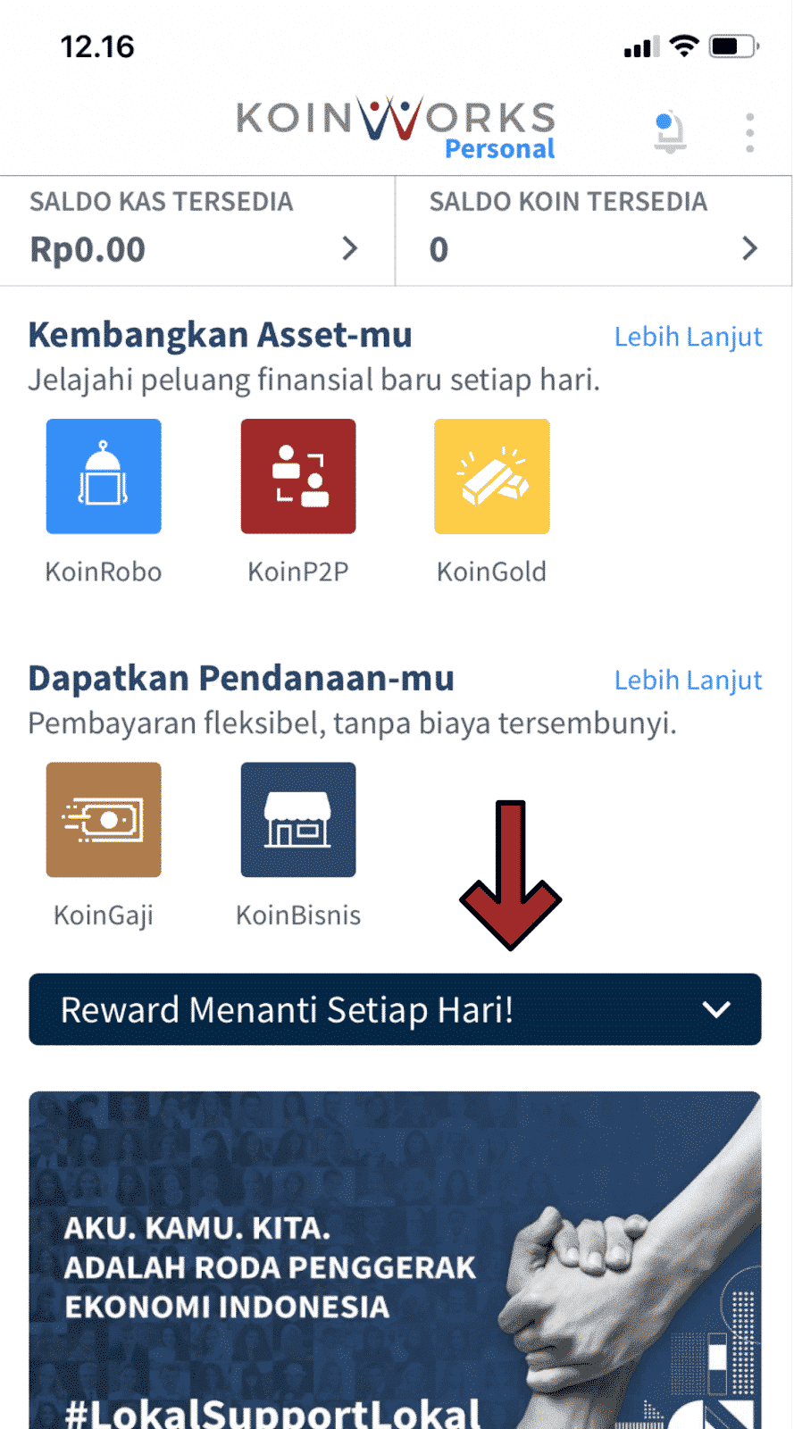 pilih tab reward