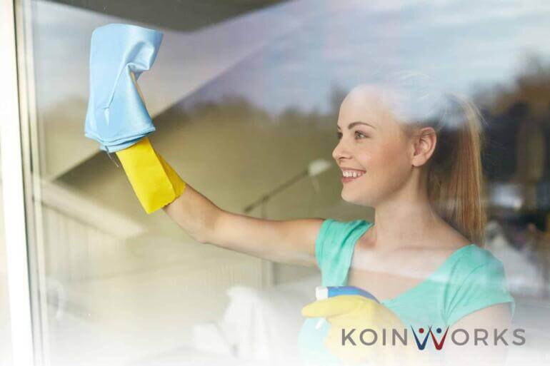 membersihkan jendela - perempuan - kain lap