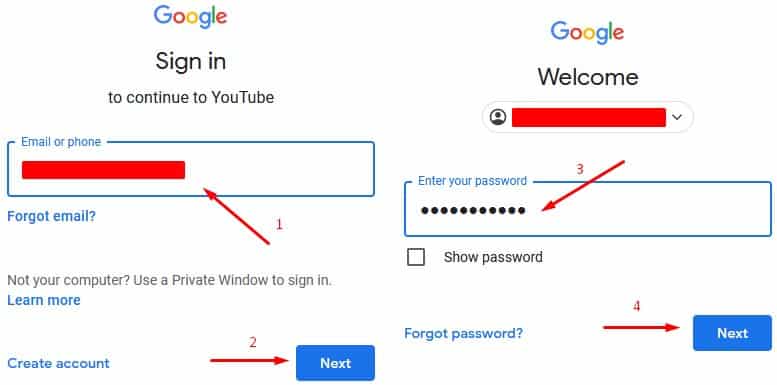 masukkan email dan password akun google