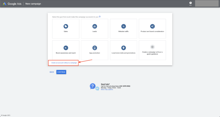 tampilan login ke google ads create an account without a campaign 