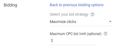 tampilan bidding maximize click