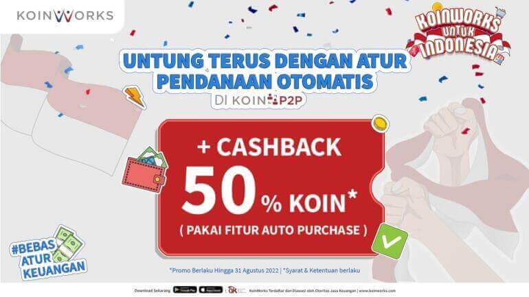 Promo KoinP2P Bulan Agustus, Dapatkan Cashback 50% KOIN!